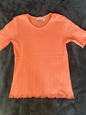 B Young 100% Cotton Coral Ribbed Short Sleeve Crewneck Tee